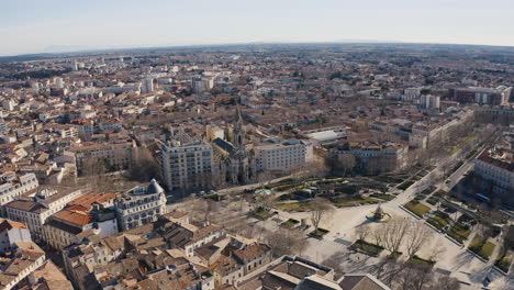 Nîmes-old-city-in-France-from-an-aerial-view-winter-sunny-day